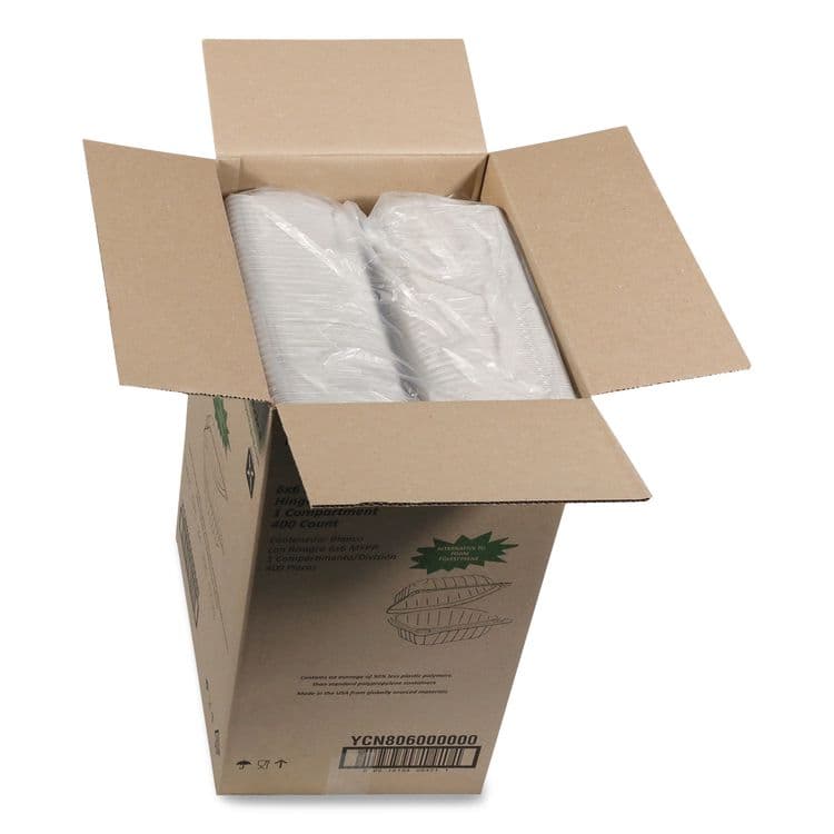 PACTIV EVERGREEN CORPORATION EarthChoice SmartLock Microwavable MFPP Hinged Lid Container, 6 x 6 x 3.1, White, Plastic, 400/Carton (PCTYCN80600) thumbnail 4