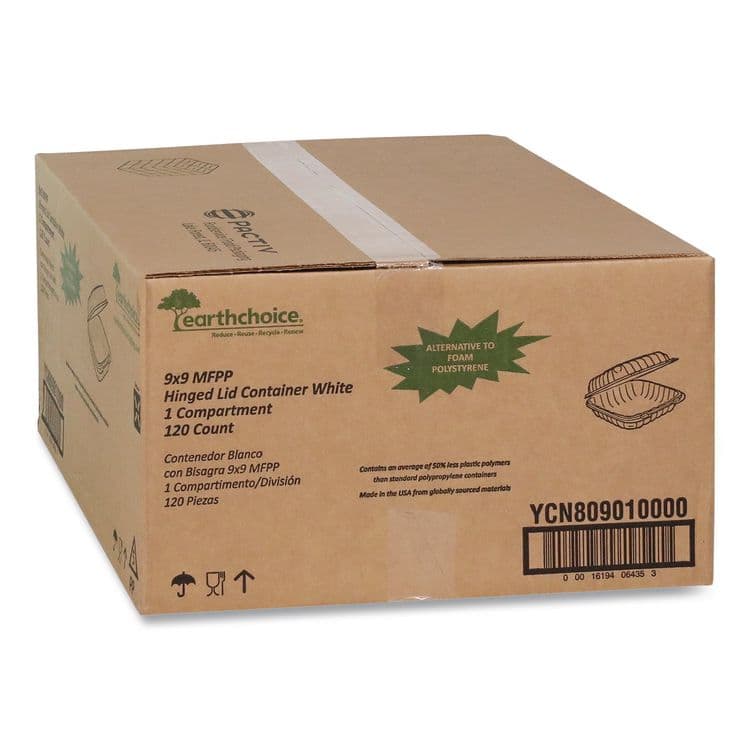 PACTIV EVERGREEN CORPORATION EarthChoice SmartLock Microwavable MFPP Hinged Lid Container, 9 x 9 x 3.1, White, Plastic, 120/Carton (PCTYCN80901) thumbnail 2