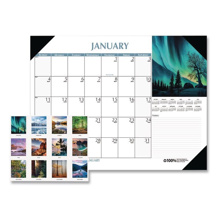 HOUSE OF DOOLITTLE Earthscapes Scenic Desk Pad Calendar, Scenic Photos, 22 x 17, White Sheets, Black Binding/Corners,12-Month (Jan-Dec): 2026 (HOD147)