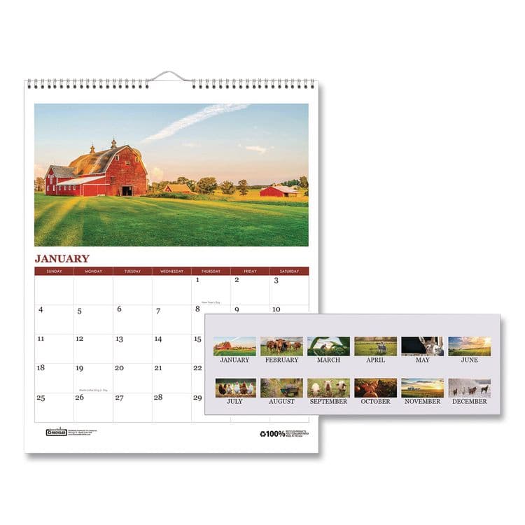 HOUSE OF DOOLITTLE 100% Recycled Farm Life Wall Calendar, 11 x 14, White/Multicolor Sheets, 12-Month (Jan-Dec): 2026 (HOD316)