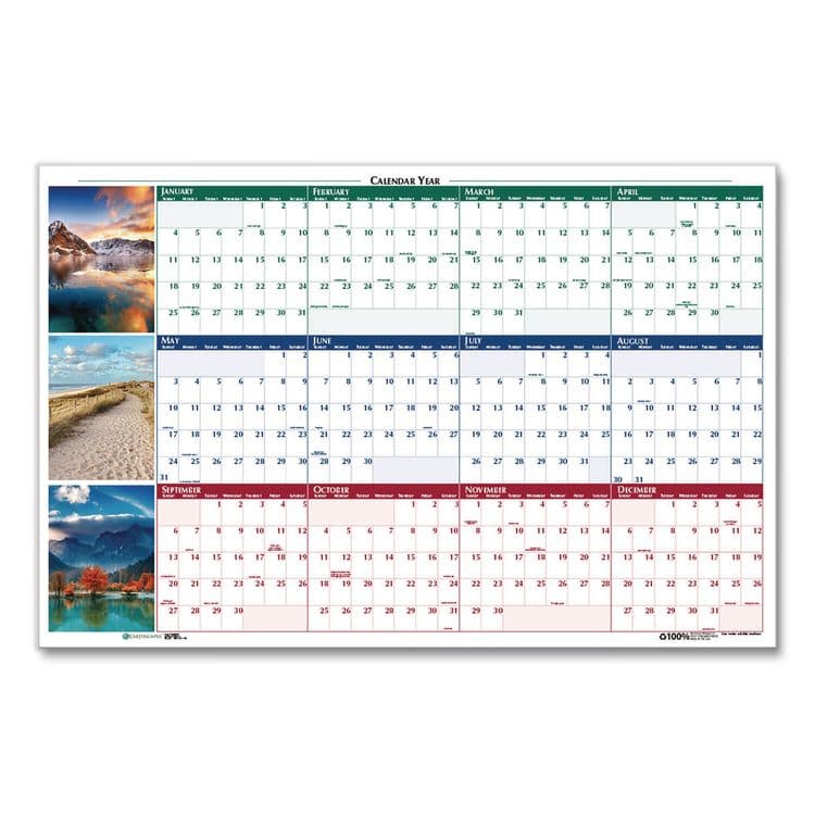 HOUSE OF DOOLITTLE Earthscapes Recycled Reversible/Erasable Yearly Wall Calendar, Nature Photos, 24 x 37, White Sheets, 12-Month (Jan-Dec): 2026 (HOD393) thumbnail 2