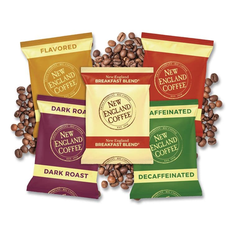 NEW ENGLAND COFFEE COMPANY Coffee Portion Packs, Breakfast Blend Decaf, 2.5 oz Pack, 24/Box (NCF026160) thumbnail 3