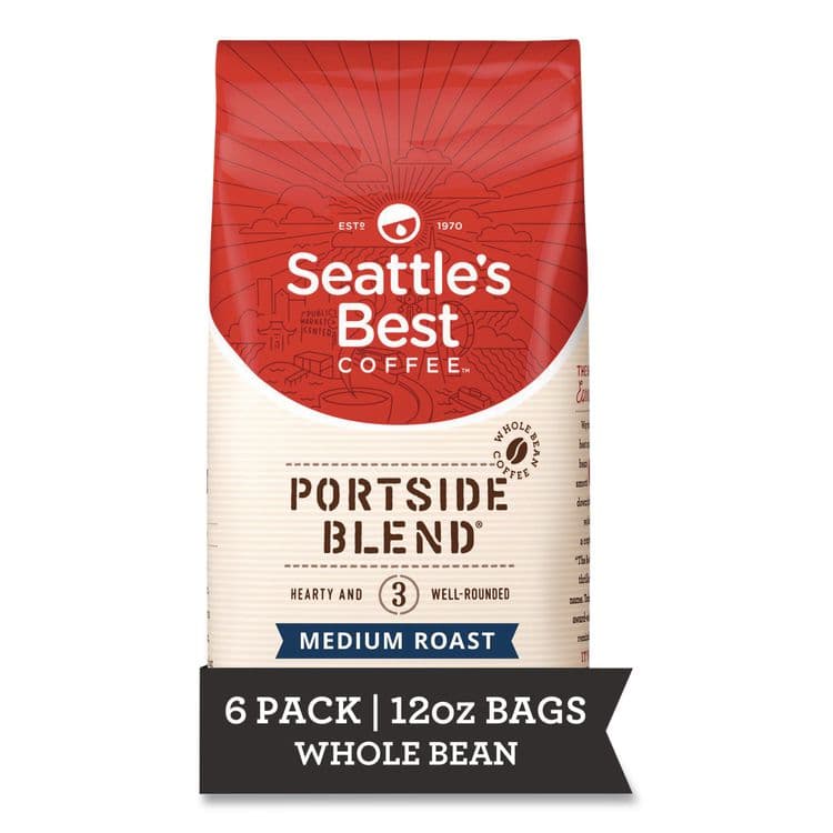 SEATTLE'S BEST COFFEE, LLC Port Side Blend Whole Bean Coffee, Medium Roast, 12 oz Bag, 6/Carton (SEA11008570CT)