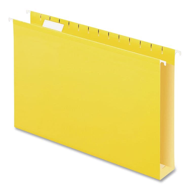 TOPS BUSINESS FORMS Extra Capacity Reinforced Hanging File Folders with Box Bottom, 2" Capacity, Legal Size, 1/5-Cut Tabs, Yellow, 25/Box (PFX4153X2YEL)