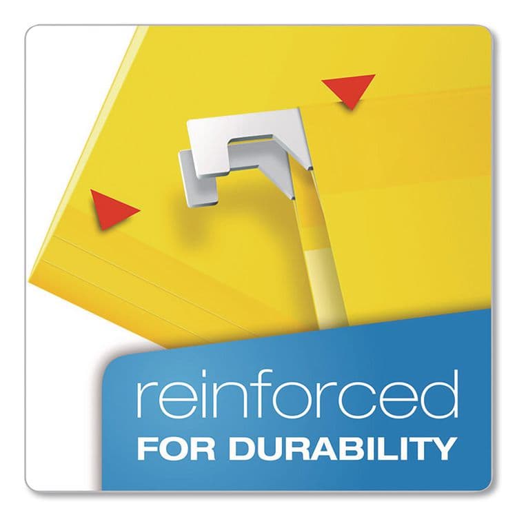 TOPS BUSINESS FORMS Extra Capacity Reinforced Hanging File Folders with Box Bottom, 2" Capacity, Legal Size, 1/5-Cut Tabs, Yellow, 25/Box (PFX4153X2YEL) thumbnail 3