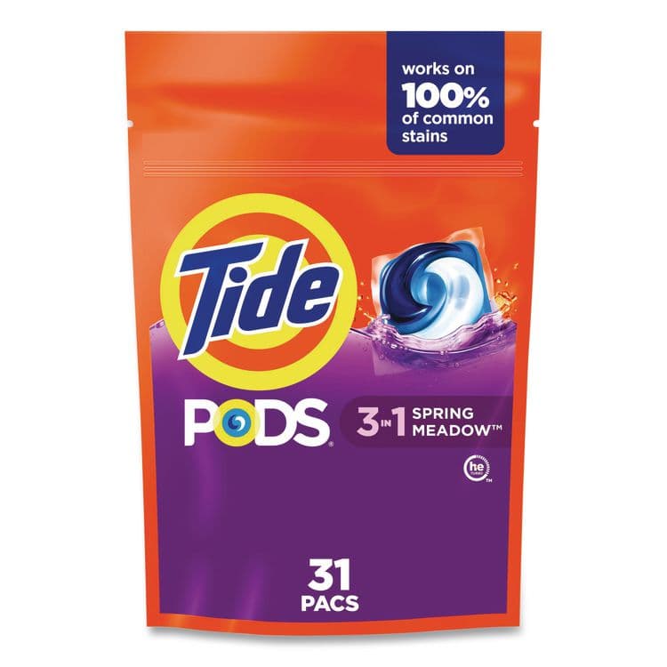 PROCTER & GAMBLE Pods, HE Compatible, Laundry Detergent, Spring Meadow, 31/Pack, 4 Packs/Carton (PGC93123CT) thumbnail 2