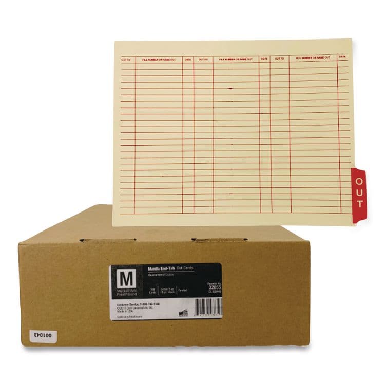 WESTERN STATES ENVELOPE CO End Tab Out Cards, 12.25 x 9.5, Manila/Red, 100/Box (MAQ32055)