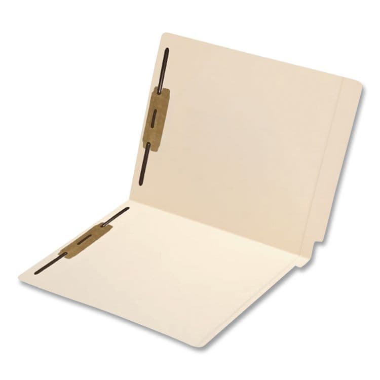 WESTERN STATES ENVELOPE CO Heavy-Duty Poly-Reinforced End Tab Fastener Folders, Straight Tab, Expands 1", 2 Fasteners, Letter Size, Manila, 50/Box (MAQ33064)