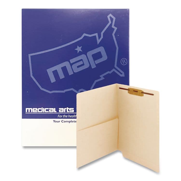 WESTERN STATES ENVELOPE CO Heavy-Duty Slash Pocket End Tab Fastener Folders, Straight Tab, 1 Fastener, Letter Size, Manila, 50/Box (MAQ50651)