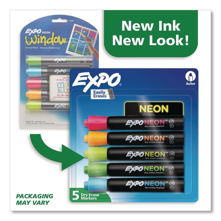 SANFORD Neon Windows Dry Erase Marker, Broad Bullet Tip, Assorted Colors, 5/Pack (SAN2211553) thumbnail 2