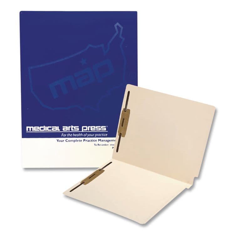 WESTERN STATES ENVELOPE CO Mylar-Reinforced End Tab Fastener Folders, Straight Tab: Assorted, Expands 0.75", 2 Fasteners, Letter Size, Manila, 50/Box (MAQ52371)