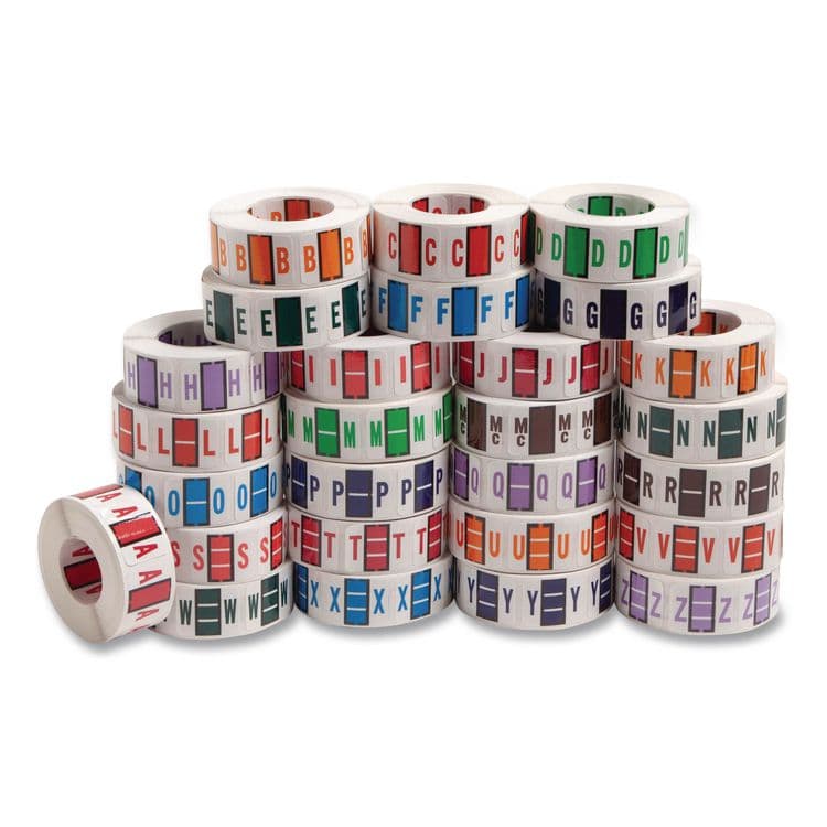 SMEAD MANUFACTURING CO. A-Z Color-Coded End Tab Filing Labels, A-Z, 1 x 1.25, White, 500/Roll, 26 Rolls/Box (SMD67070)