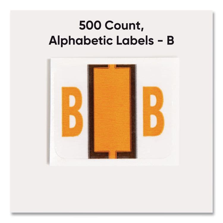 SMEAD MANUFACTURING CO. A-Z Color-Coded End Tab Filing Labels, B, 1 x 1.25, White, 500/Roll (SMD67072) thumbnail 2