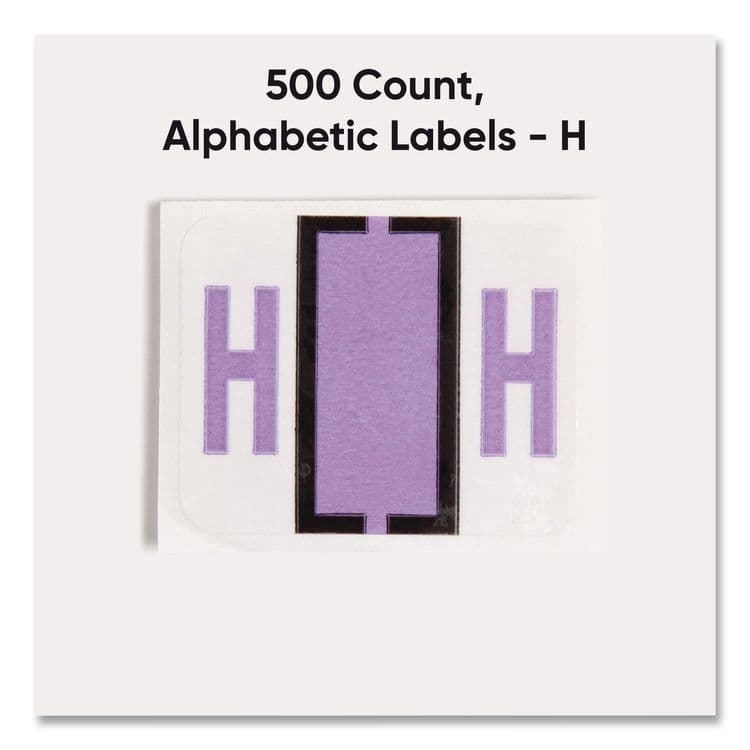 SMEAD MANUFACTURING CO. A-Z Color-Coded End Tab Filing Labels, H, 1 x 1.25, White, 500/Roll (SMD67078) thumbnail 2