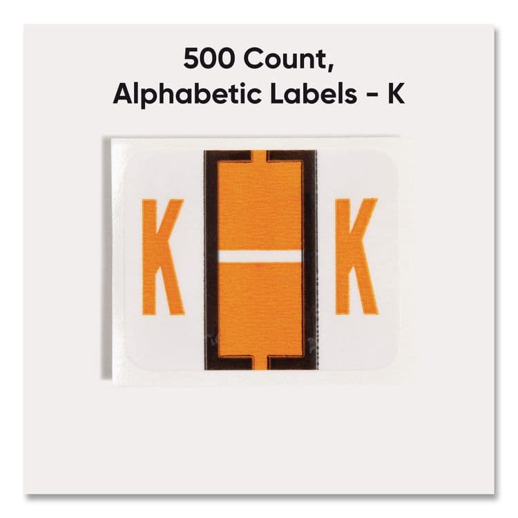 SMEAD MANUFACTURING CO. A-Z Color-Coded End Tab Filing Labels, K, 1 x 1.25, White, 500/Roll (SMD67081) thumbnail 2