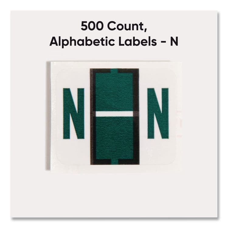 SMEAD MANUFACTURING CO. A-Z Color-Coded End Tab Filing Labels, N, 1 x 1.25, White, 500/Roll (SMD67084) thumbnail 2
