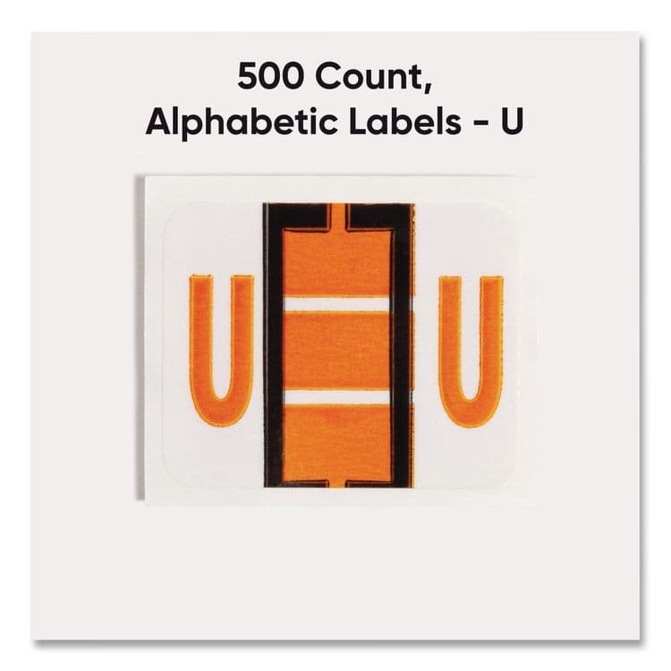 SMEAD MANUFACTURING CO. A-Z Color-Coded End Tab Filing Labels, U, 1 x 1.25, White, 500/Roll (SMD67091) thumbnail 2