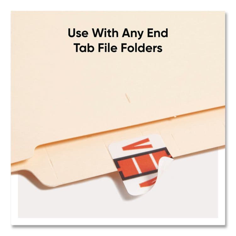 SMEAD MANUFACTURING CO. A-Z Color-Coded End Tab Filing Labels, V, 1 x 1.25, White, 500/Roll (SMD67092) thumbnail 3