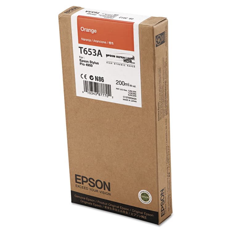 EPSON AMERICA, . T653A00 UltraChrome HDR Ink, Orange (EPST653A00)