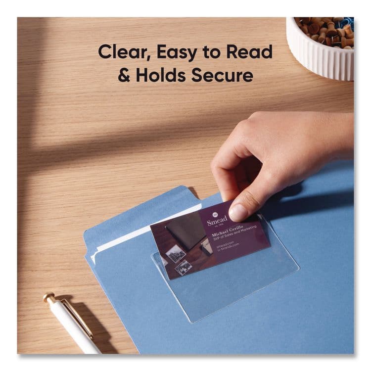 SMEAD MANUFACTURING CO. Self-Adhesive Poly Pockets, Top Load, 4.06 x 3, Clear, 100/Box (SMD68123) thumbnail 4