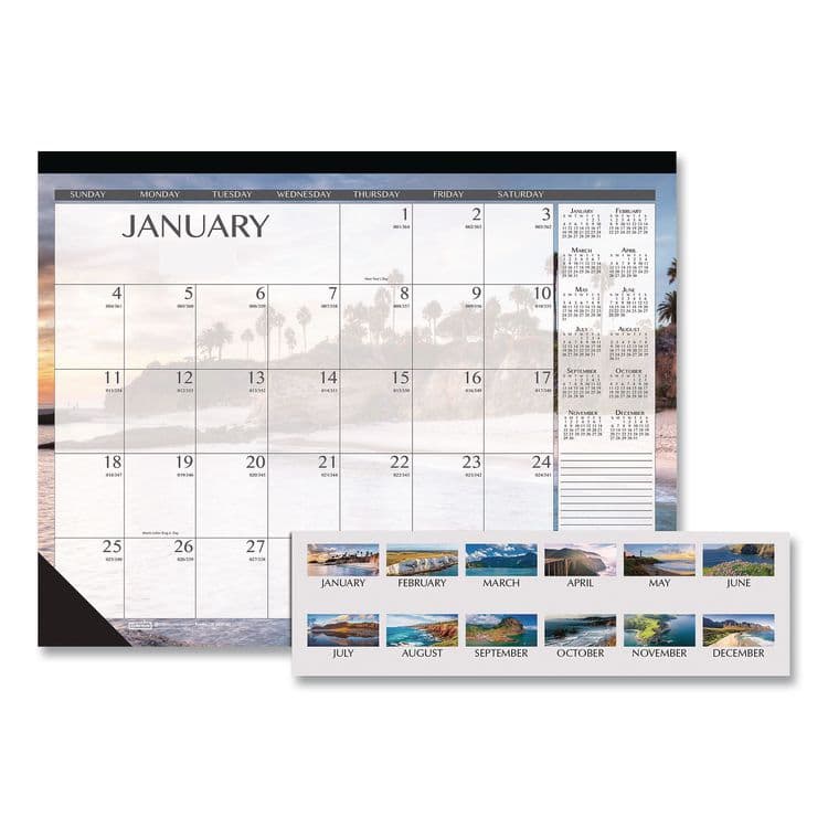 HOUSE OF DOOLITTLE Recycled Earthscapes Desk Pad Calendar, Seascapes Photography, 18.5 x 13, Black Binding/Corners,12-Month (Jan to Dec): 2026 (HOD1386)