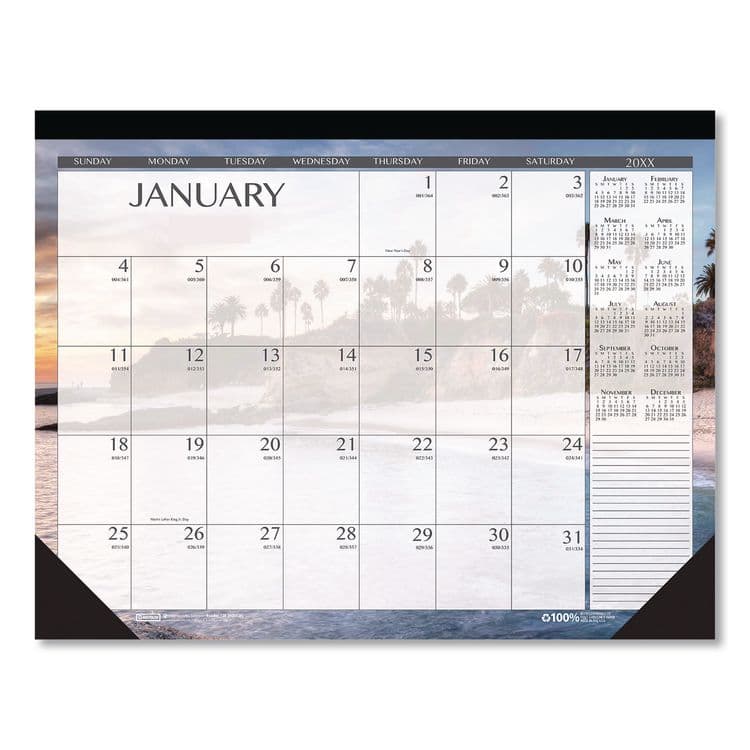HOUSE OF DOOLITTLE Recycled Earthscapes Desk Pad Calendar, Seascapes Photography, 18.5 x 13, Black Binding/Corners,12-Month (Jan to Dec): 2026 (HOD1386) thumbnail 2