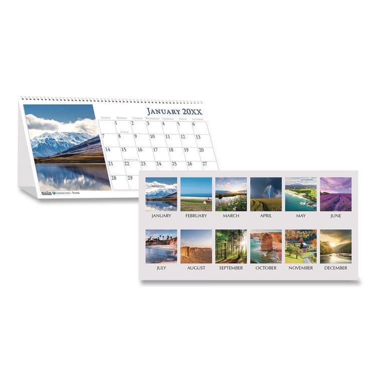 HOUSE OF DOOLITTLE Earthscapes Recycled Desk Tent Monthly Calendar, Scenic Photography, 8.5 x 4.5, White Sheets, 12-Month (Jan to Dec): 2026 (HOD3649)