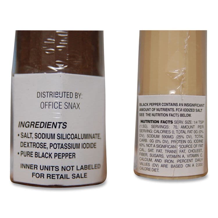 OFFICE SNAX, . Condiment Set, 4 oz Salt, 1.5 oz Pepper, Two-Shaker Set (OFX00057) thumbnail 3