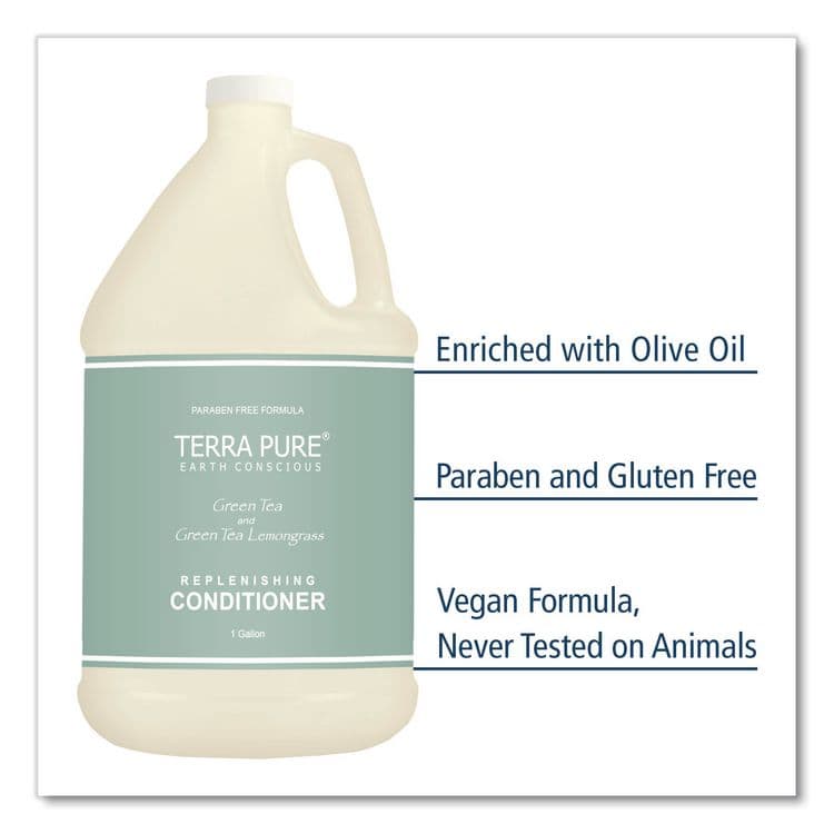 DIVERSIFIED HOSPITALITY SOLUTIONS, LTD. Terra Pure Conditioner Gallon, Green Tea Lemongrass Scent, 1 gal Bottle, 4/Carton (DHS002256) thumbnail 3