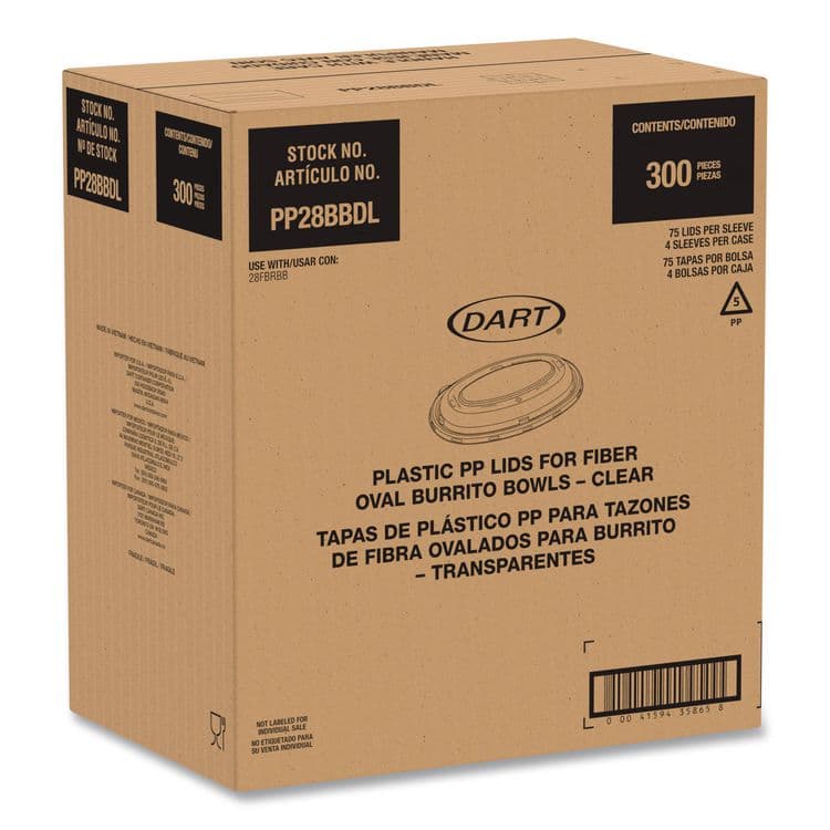 DART Dome Covers and Lids, For 28 oz Container, 6.75 x 9.5 x 1.83, Clear, 300/Carton (DCCPP28BBDL) thumbnail 3