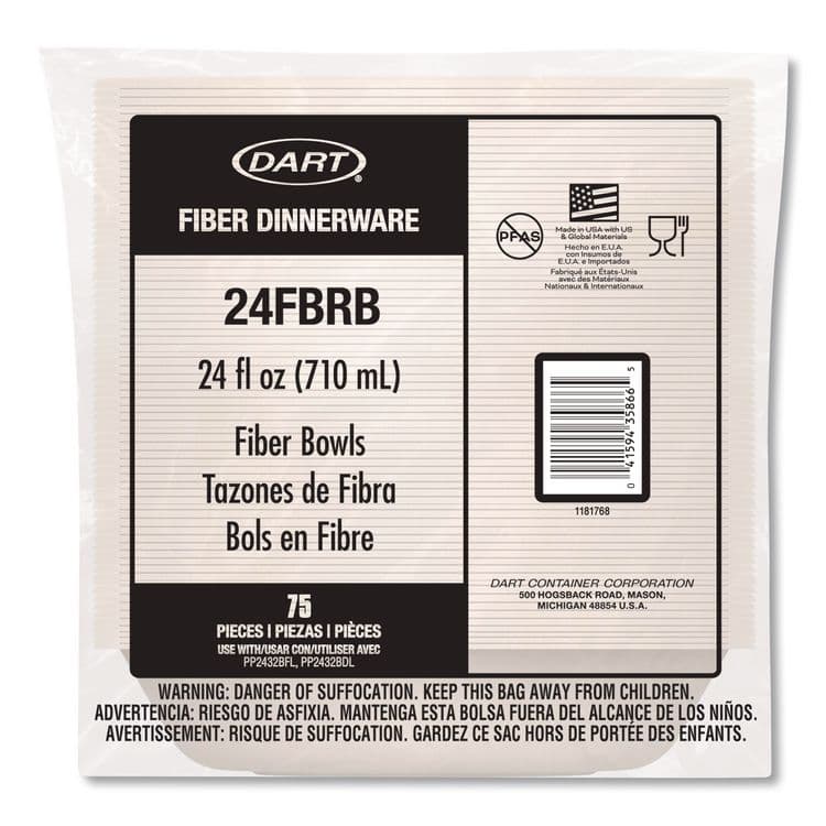 DART Compostable Fiber Containers, ProPlanet Seal, Bowl, 24 oz, Natural, 300/Carton (DCC24FBRB) thumbnail 3