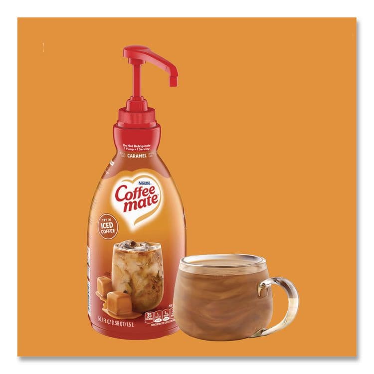 NESTLE Liquid Creamer Pump Bottle, Caramel, 50.7 oz Pump Bottle, 2/Carton (NES73358CT) thumbnail 3