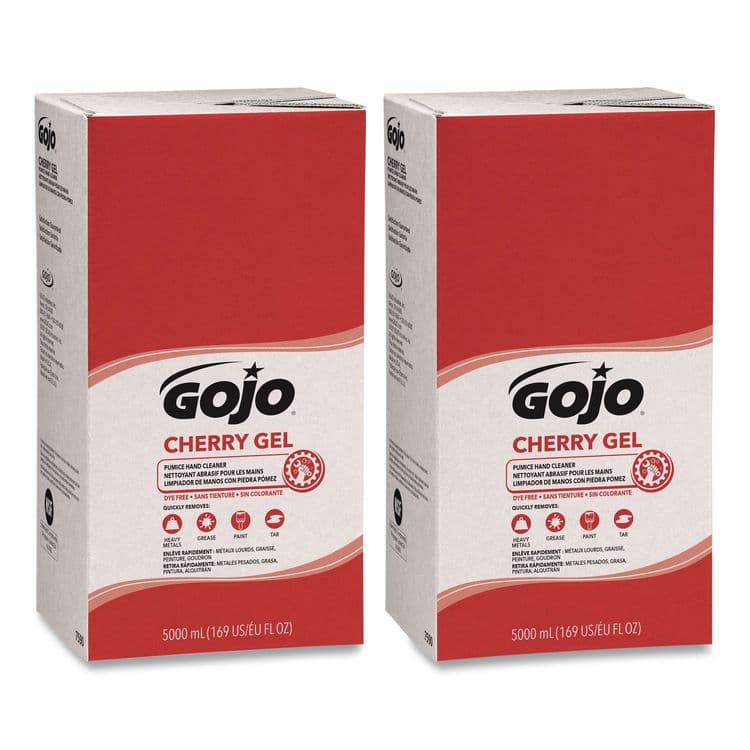 GO-JO INDUSTRIES Cherry Gel Pumice Hand Cleaner Refill, Cherry Scent, 5,000 mL, 2/Carton (GOJ759002)