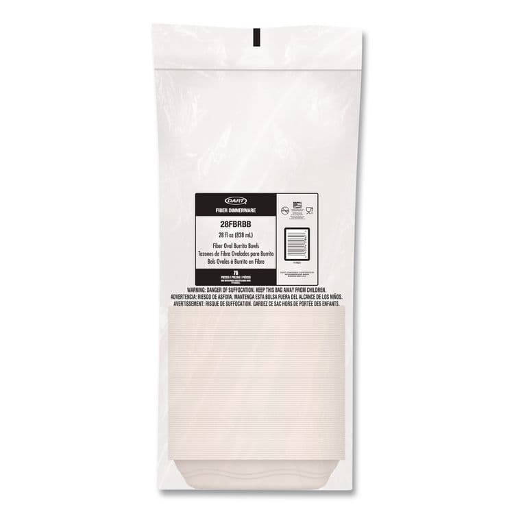 DART Compostable Fiber Containers, Pro Planet Seal, Bowl, 28 oz, Natural, 300/Carton (DCC28FBRBB) thumbnail 3