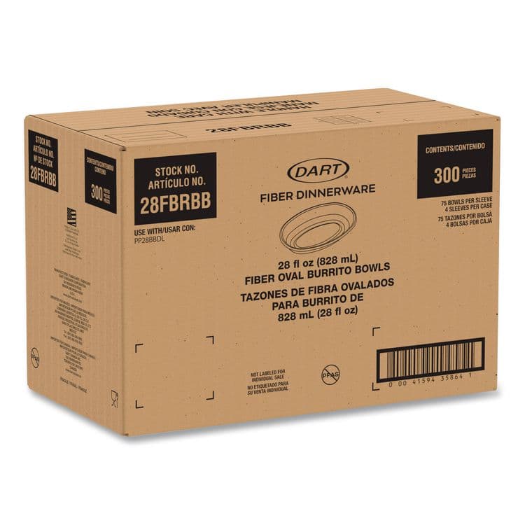 DART Compostable Fiber Containers, Pro Planet Seal, Bowl, 28 oz, Natural, 300/Carton (DCC28FBRBB) thumbnail 4