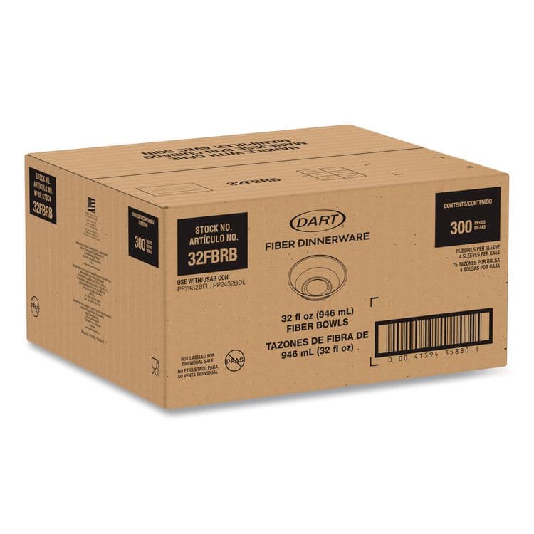 DART Compostable Fiber Containers, ProPlanet Seal, Bowl, 32 oz, Natural, 300/Carton (DCC32FBRB) thumbnail 4