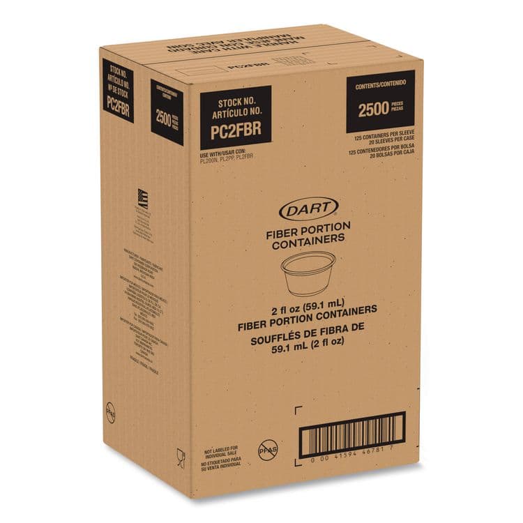 DART Compostable Fiber Portion Containers, ProPlanet Seal, 2 oz, Natural, 2,500/Carton (DCCPC2FBR) thumbnail 4