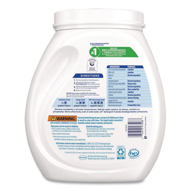 DIAL PROFESSIONAL MIGHTY PACS Free Clear HE Laundry Detergent, 80 Pods/Tub, 4 Tubs/Carton (DIA47508) thumbnail 2