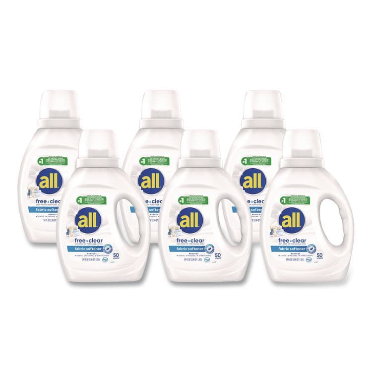 DIAL PROFESSIONAL Free Clear Liquid Fabric Softener, Fragrance Free, 34 oz Bottle, 6/Carton (DIA47430)