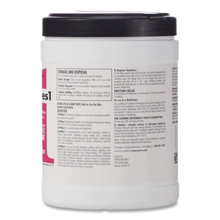 METREX XL Disinfecting Towelettes, 10 x 12, Fragrance Free, White, 66 Wipes/Canister (BHCMACW078150) thumbnail 2