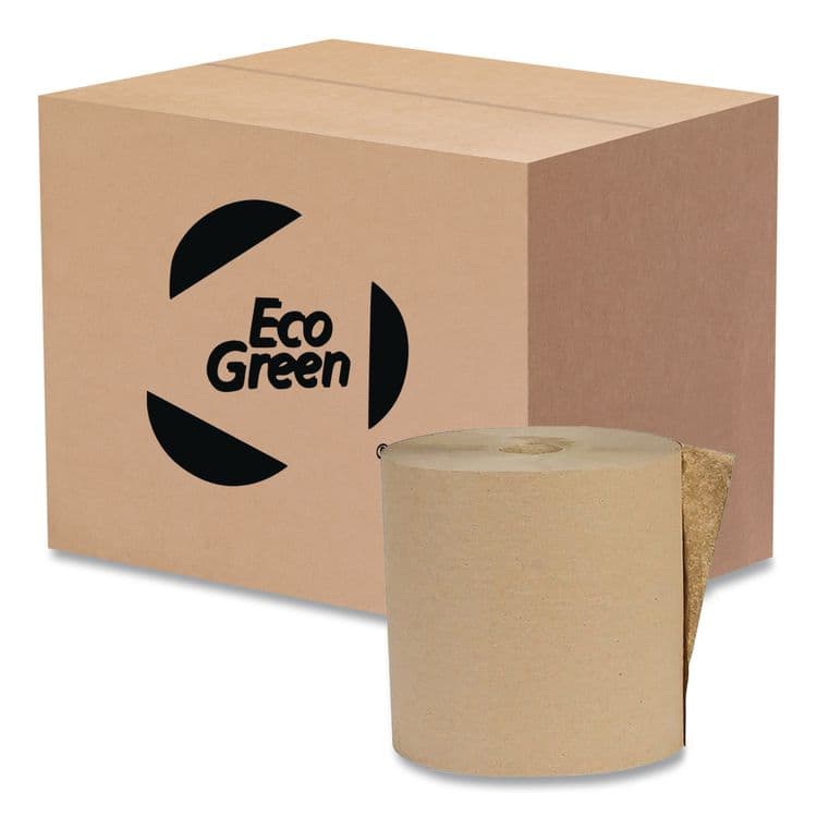 AMERICAN PAPER CONVERTING Recycled Hardwound Paper Towels, 1-Ply, 8" x 600 ft, 1.6 Core, Kraft, 12 Rolls/Carton (APAEK6016)
