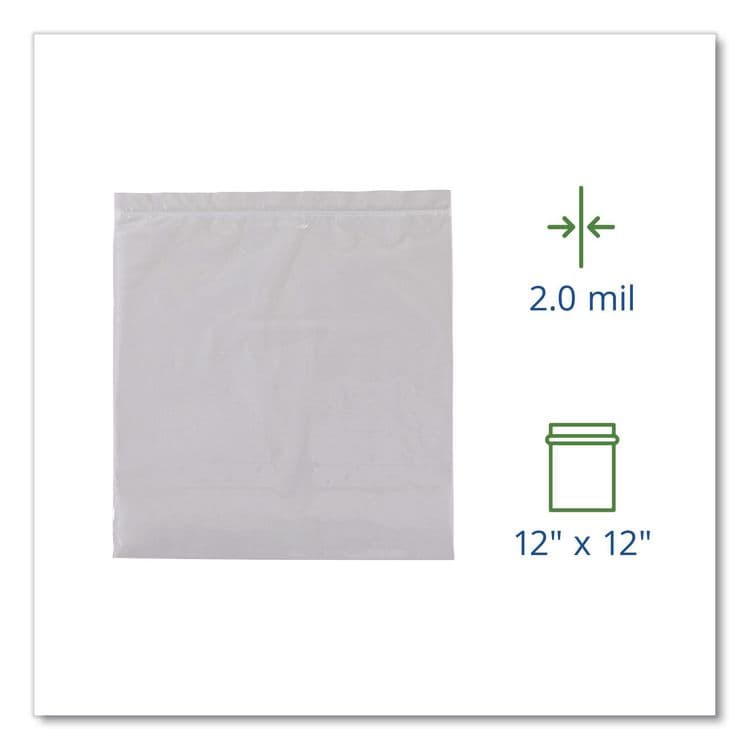 STOUT Seal Closure Bags, 2 mil, 12" x 12", Clear, 500/Carton (STOZF008C) thumbnail 3