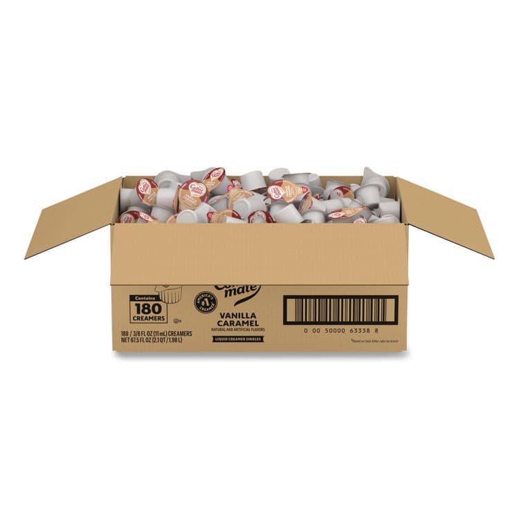 NESTLE Bulk Liquid Coffee Creamer, Vanilla Caramel, 0.38 oz Mini Cups, 180/Carton (NES63338CT)