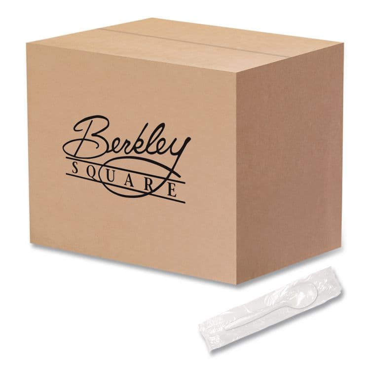 BERK ENTERPRISES Individually Wrapped Mediumweight Cutlery, Soup Spoon, Plastic, White, 1,000/Carton (BSQ1104000)