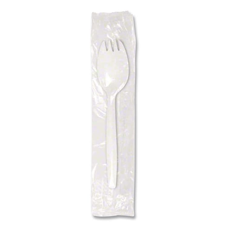 BERK ENTERPRISES Individually Wrapped Mediumweight Cutlery, Spork, Plastic, White, 1,000/Carton (BSQ1105000) thumbnail 2