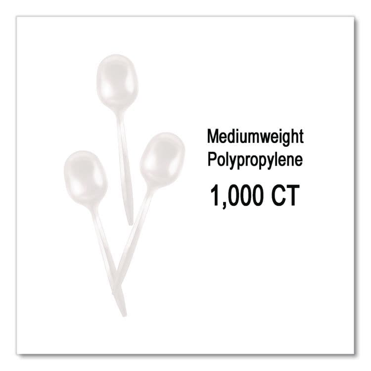 BERK ENTERPRISES Mediumweight Polypropylene Cutlery, Soup Spoon, Plastic, White, 1,000/Carton (BSQ1014000) thumbnail 3
