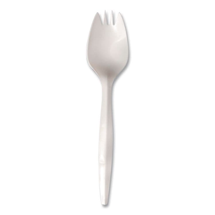 BERK ENTERPRISES Mediumweight Polypropylene Cutlery, Spork, Plastic, White, 1,000/Carton (BSQ1015000) thumbnail 2