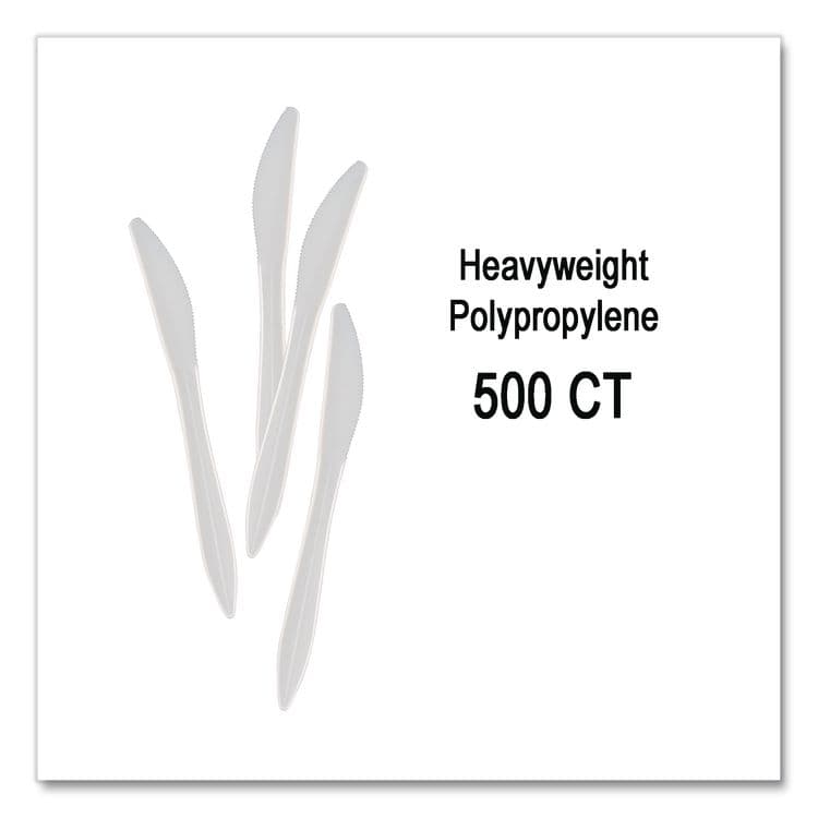 BERK ENTERPRISES Elegant Dinnerware Heavyweight Cutlery, Knife, Plastic, White, 500/Box (BSQ1071010) thumbnail 2