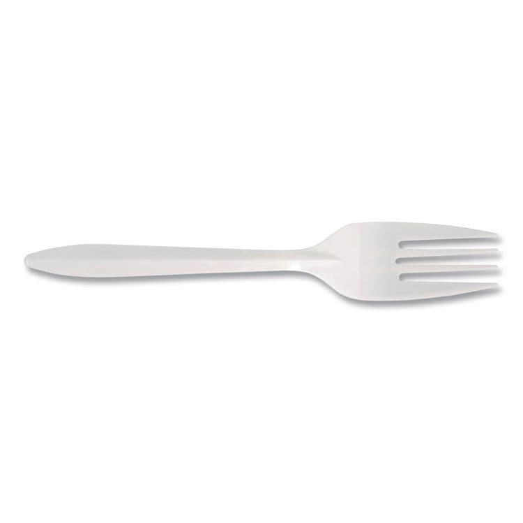 BERK ENTERPRISES Mediumweight Polypropylene Cutlery, Fork, Plastic, White, 1,000/Carton (BSQ1012000) thumbnail 2