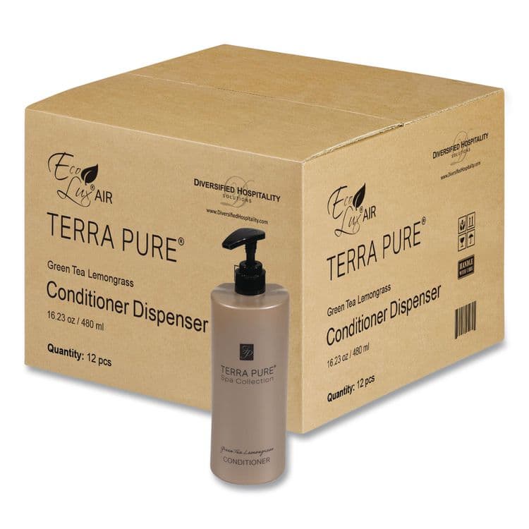 DIVERSIFIED HOSPITALITY SOLUTIONS, LTD. Terra Pure Conditioner Air Pump, Green Tea Lemongrass Scent, 16.23 oz Bottle, 12/Carton (DHS458951)